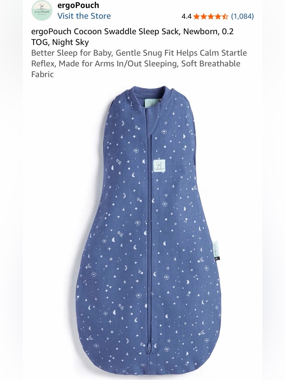 ErgoPouch Newborn Cocoon Swaddle Sleep Sack - Night Sky blue